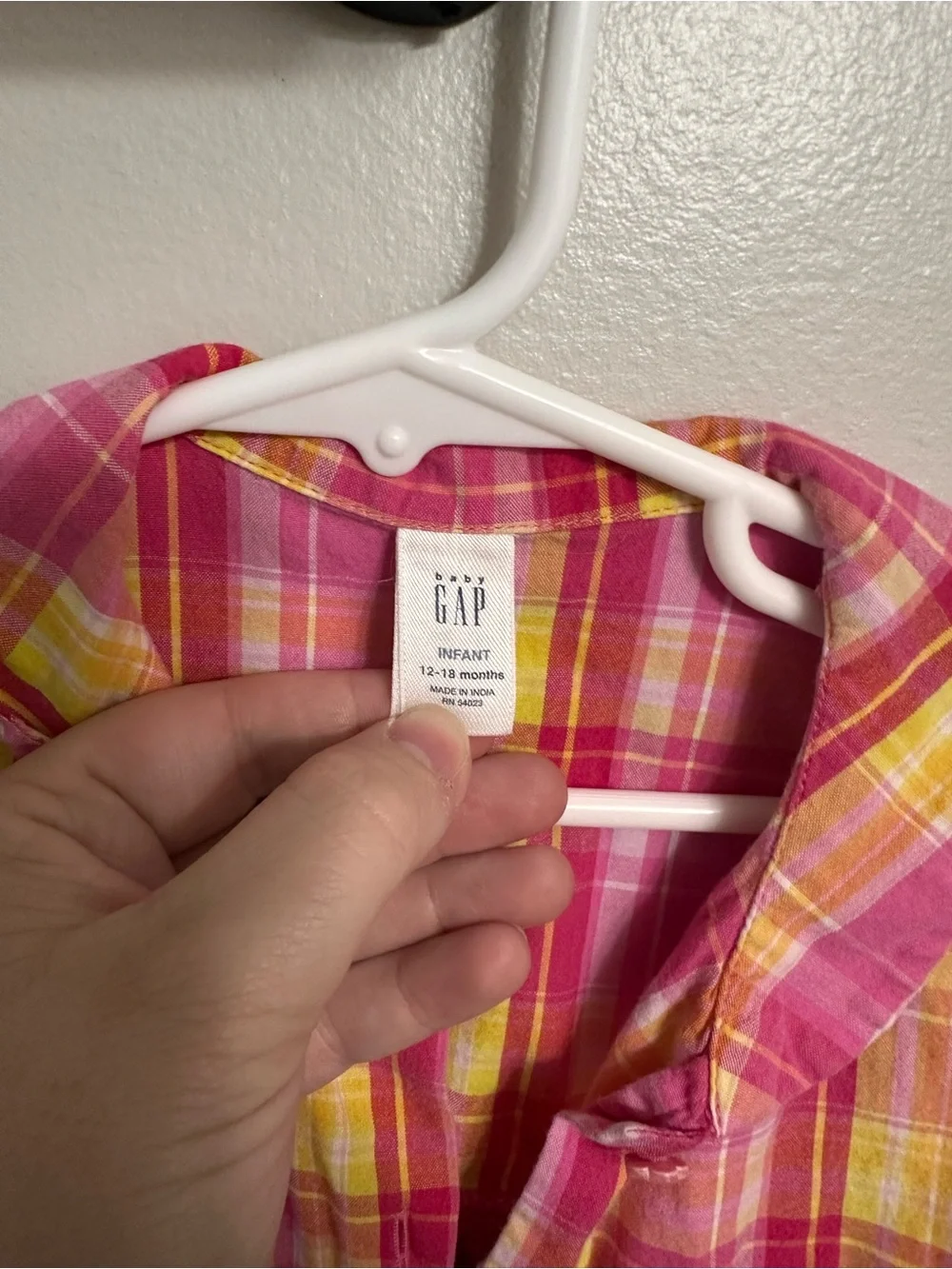 GAP Girls Pink & Yellow Plaid Sleeveless Button Dress